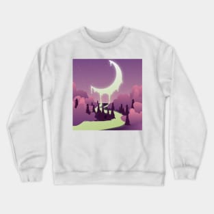 Moon Melting River I Fantasy Landscape Night Crewneck Sweatshirt